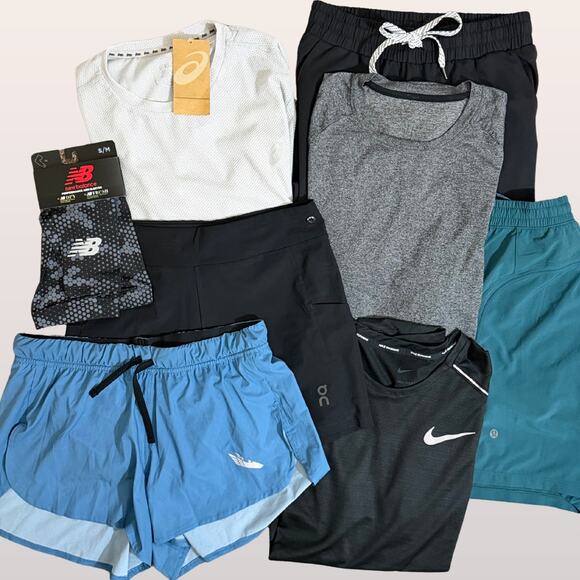 Lot of 8 Lululemon On Nike Asics Men's Running Shorts Shirts Resellers Bundle